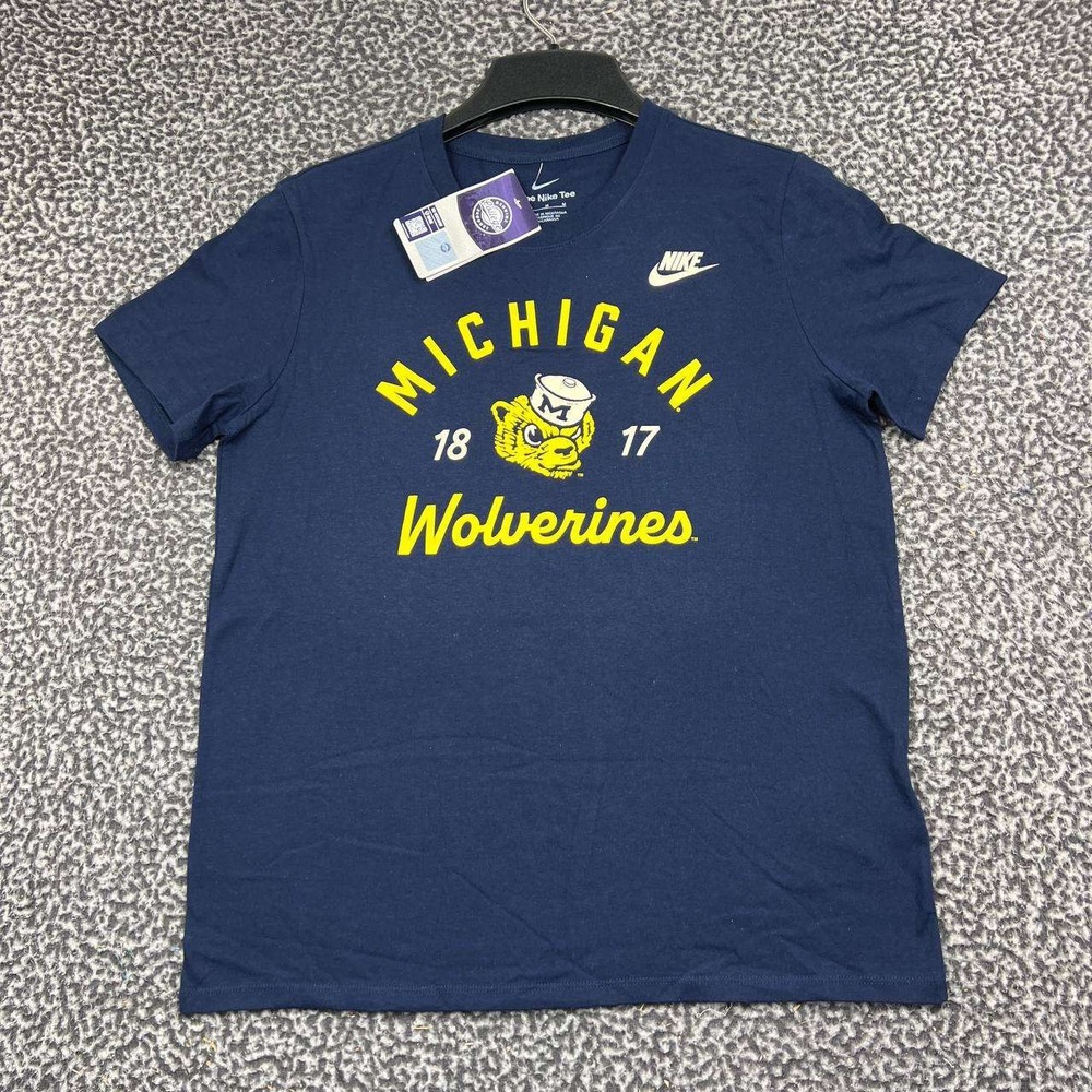 Nike Michigan Wolverines College Vault Shirt Women Medium Navy Short Sleeve New